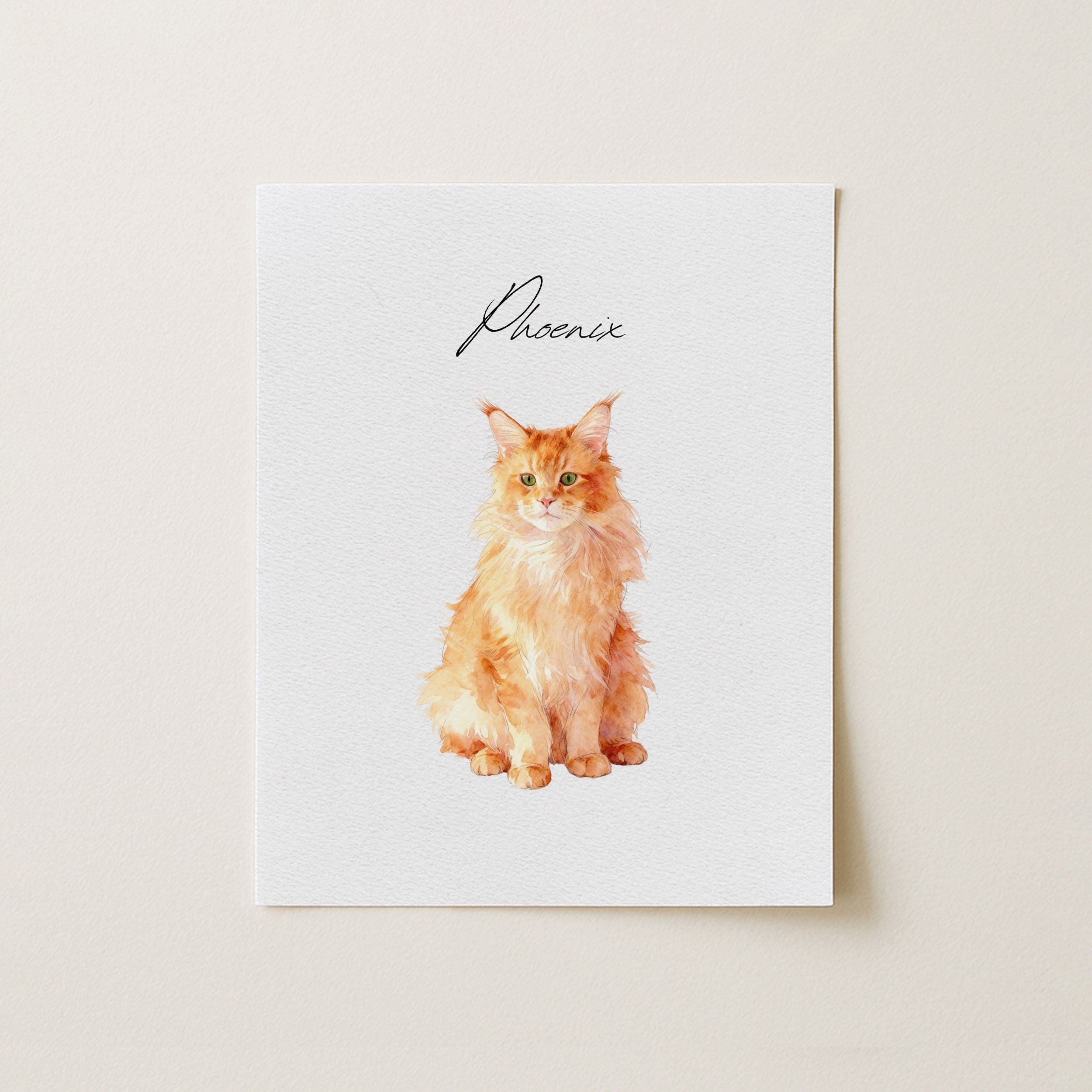 Custom Watercolor Pet Portrait - Pet Photo + Name