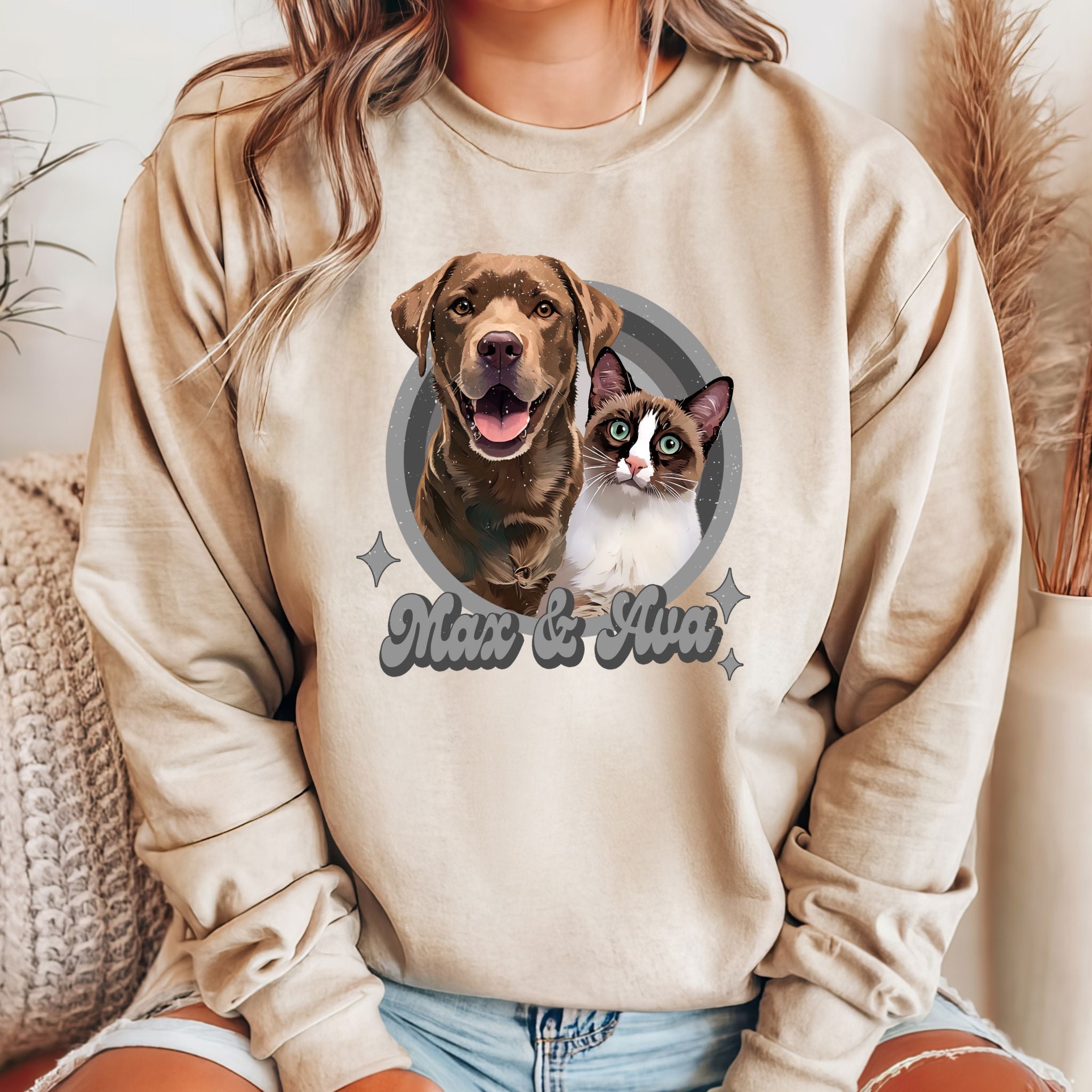 Custom Comfort Colors Vintage Retro Pet Sweater - Pet Photo + Name