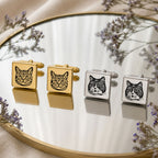 Custom Pet Photo Engraved Sketch Cufflinks Using Photo - Pet Face
