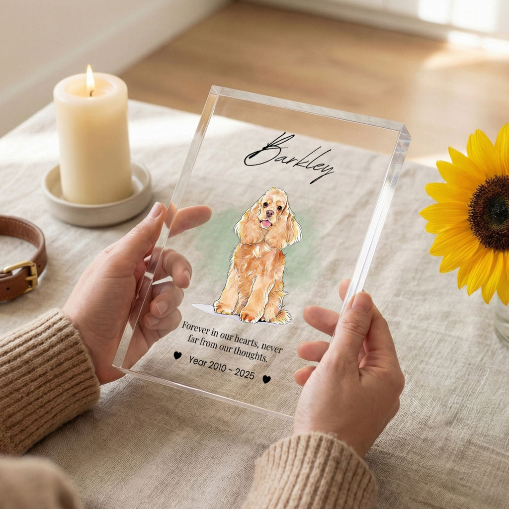 Custom Pet Memorial Acrylic Photo Block - Pet Photo + Name