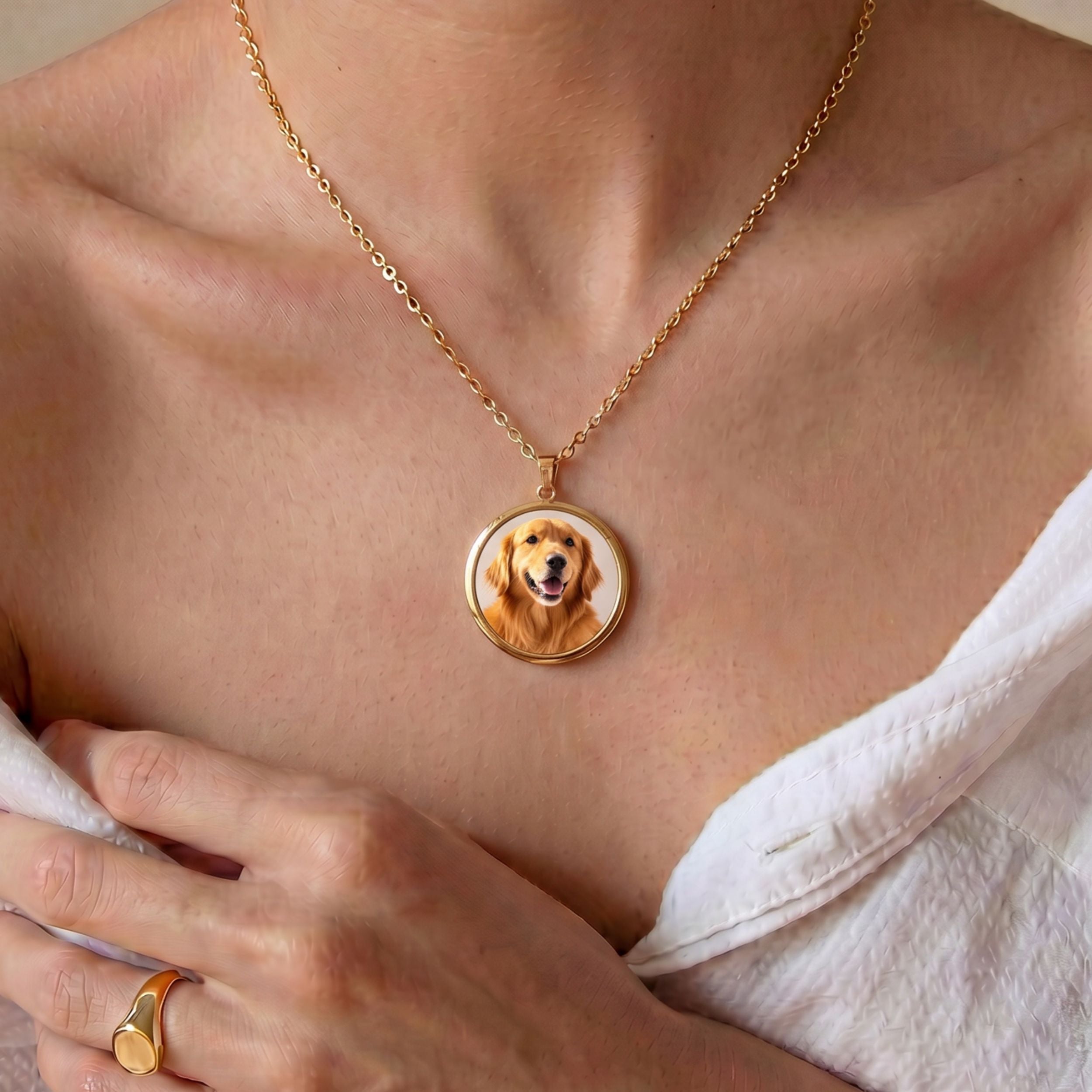 Custom Round Pet Necklace Using Photo - Pet Face