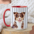 Custom Pet Watercolor Stripe Mug - Pet Photo + Name