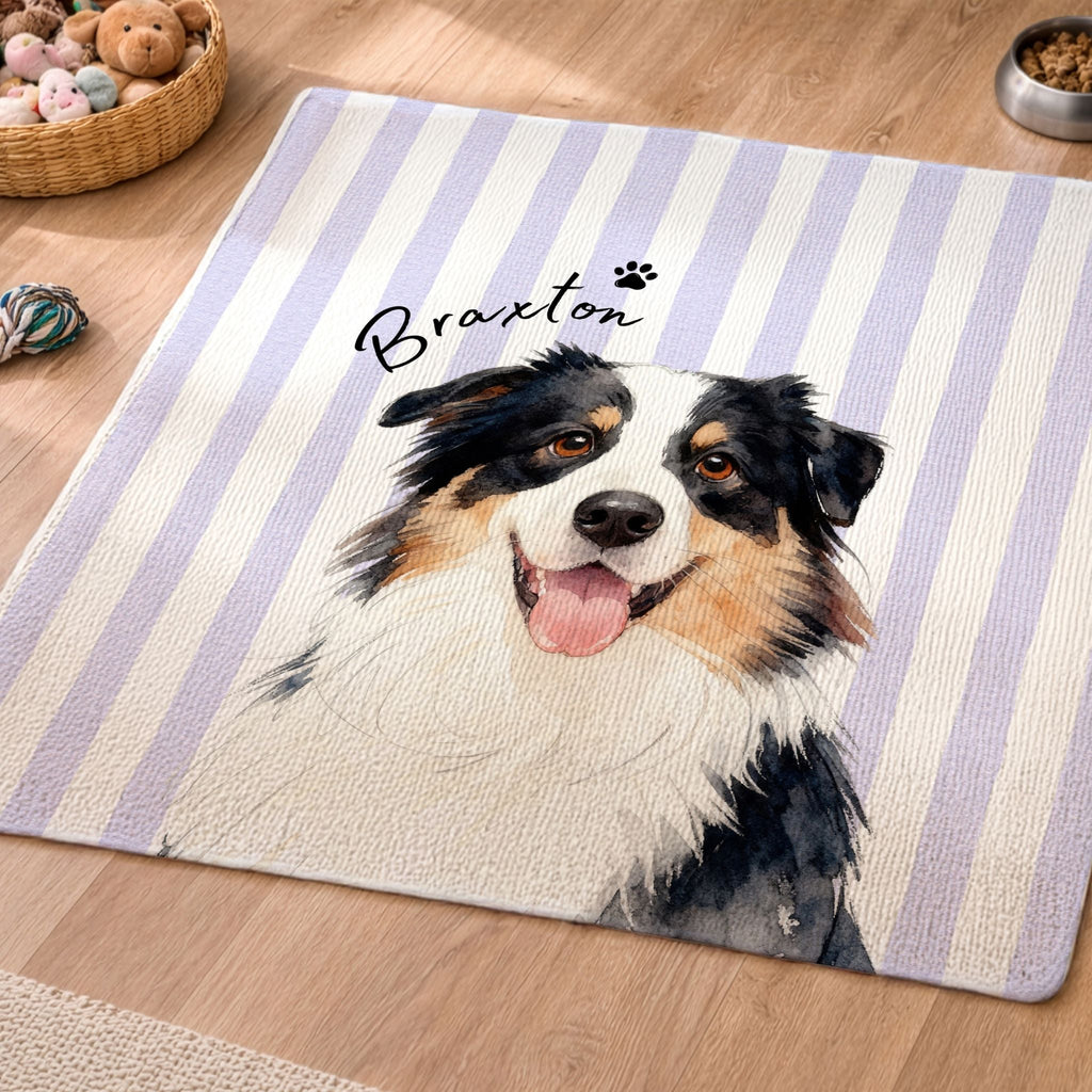 Custom Pet Striped Color Blanket - Pet Photo + Name