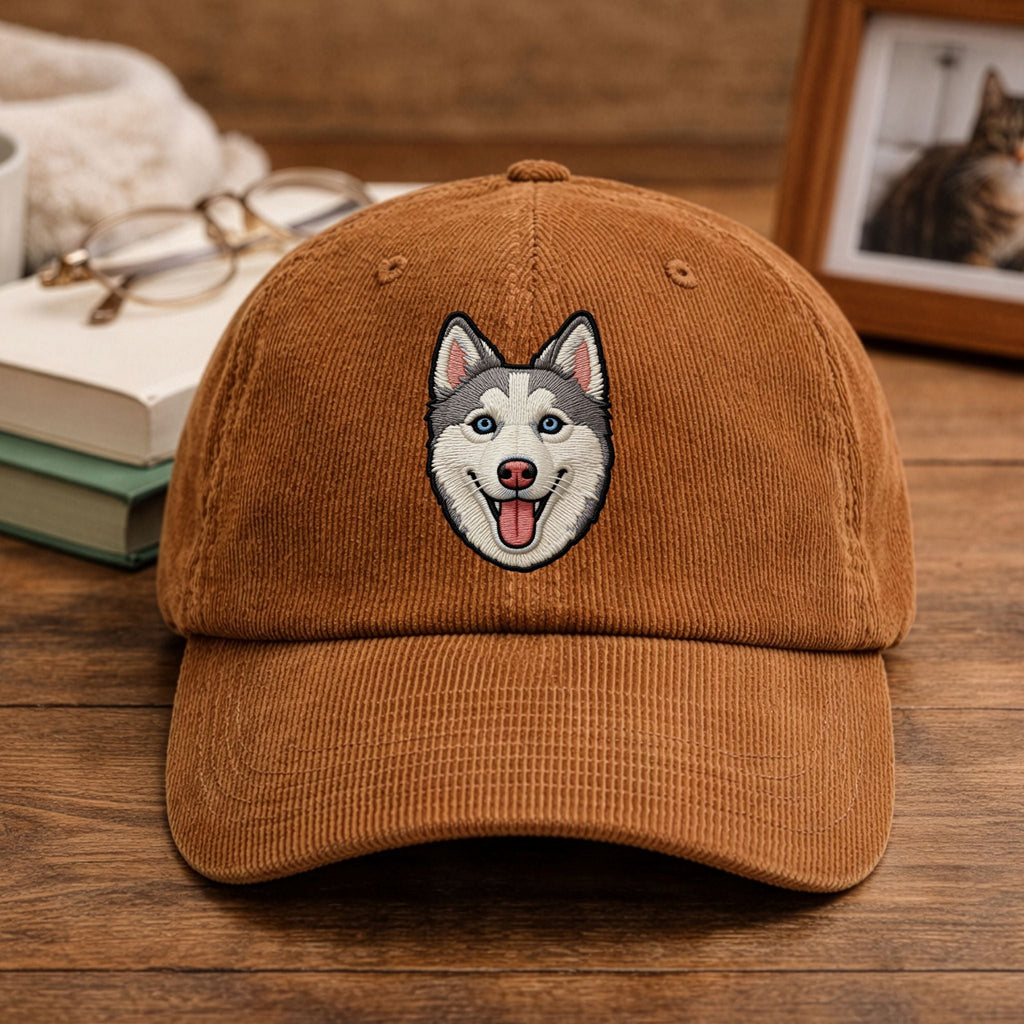 Custom Embroidered Pet Cordoroy Hat  - Pet Photo + Name
