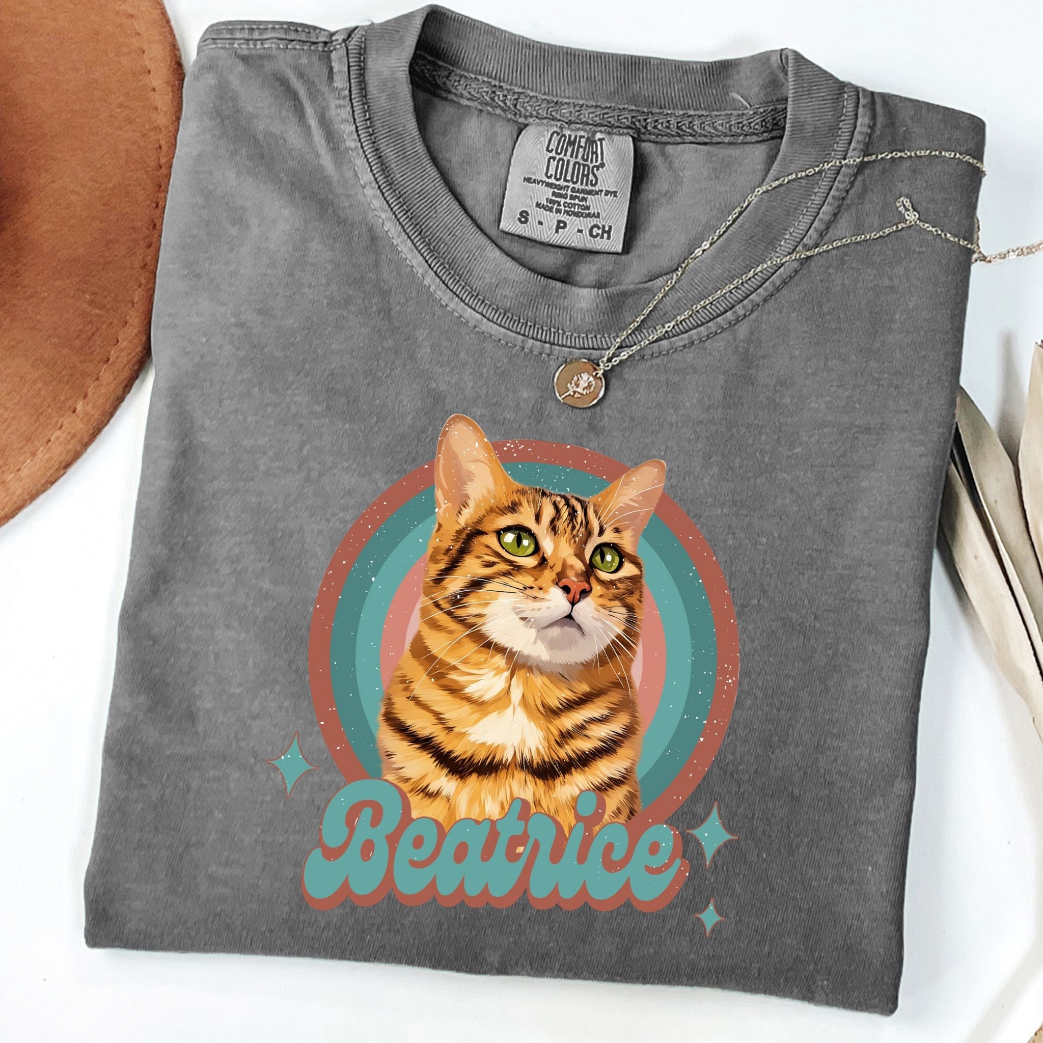 Custom Comfort Colors Vintage Retro Pet Shirt - Pet Photo + Name