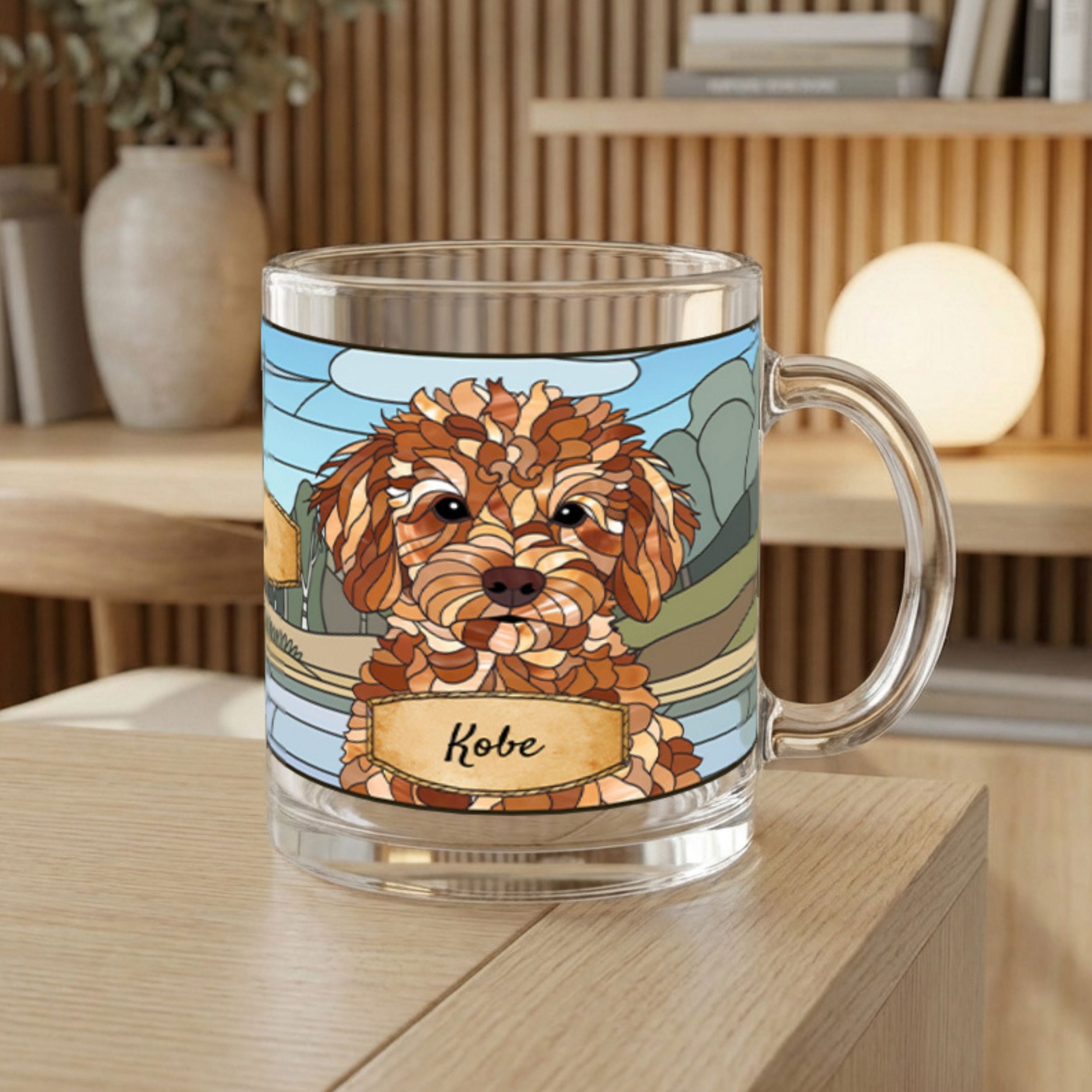 Custom Stained Glass Dog Mug Using Photo + Name