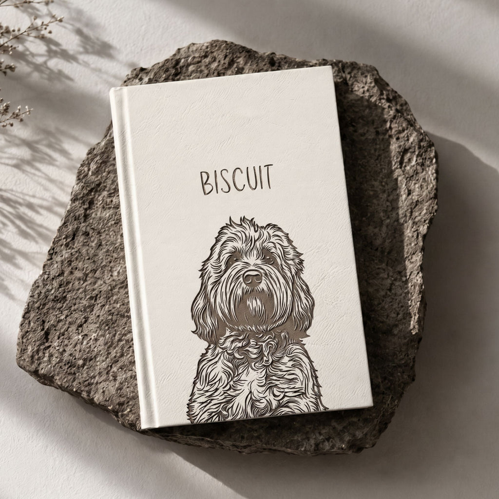 Custom Pet Engraved Vegan Leather Journal with Pet Photo + Name