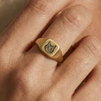 Custom Pet Square Signet Engraved Ring - Pet Face
