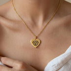 Custom Pet Engraved Sketch Heart Necklace - Pet Face
