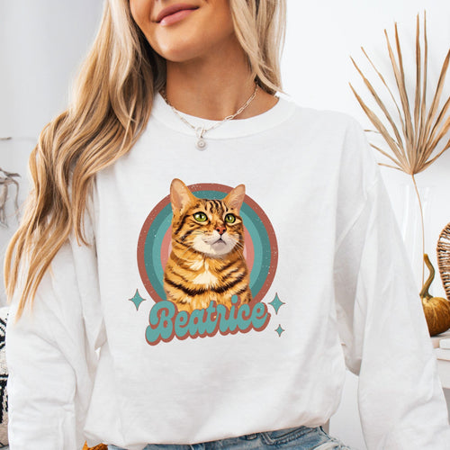 Custom Comfort Colors Vintage Retro Pet Sweater - Pet Photo + Name