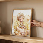 Custom Watercolor Mother's Day Pet Portrait - Woman + Pet Photo