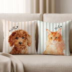 Custom Pet Striped Pillow - Pet Photo + Name