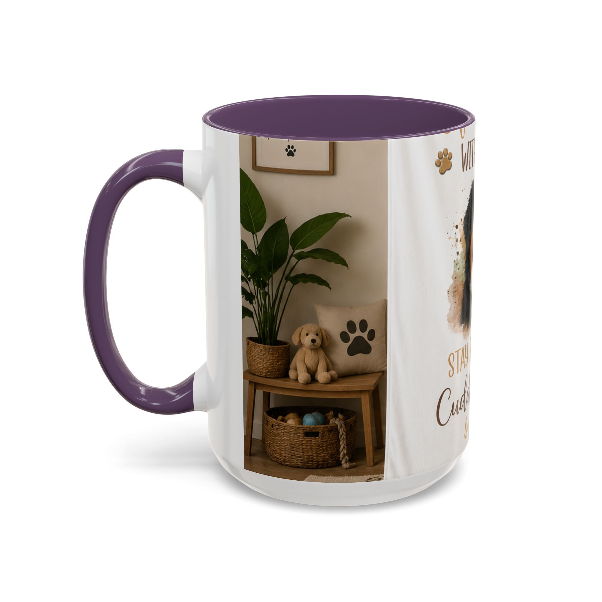 Bernese Mountain Dog Mug - "Stay Pawsitive, Cuddle Often" Accent Coffee Cup