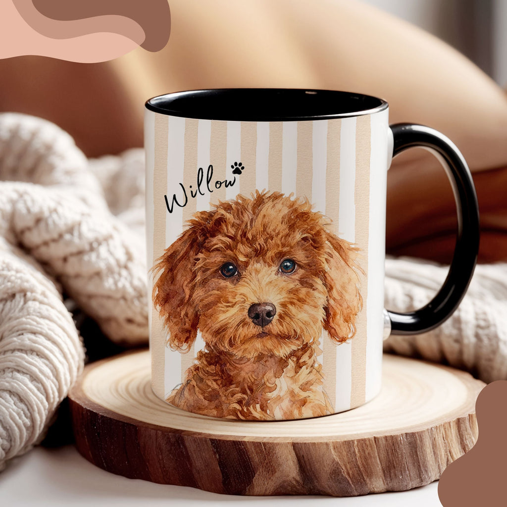 Custom Pet Watercolor Stripe Mug - Pet Photo + Name