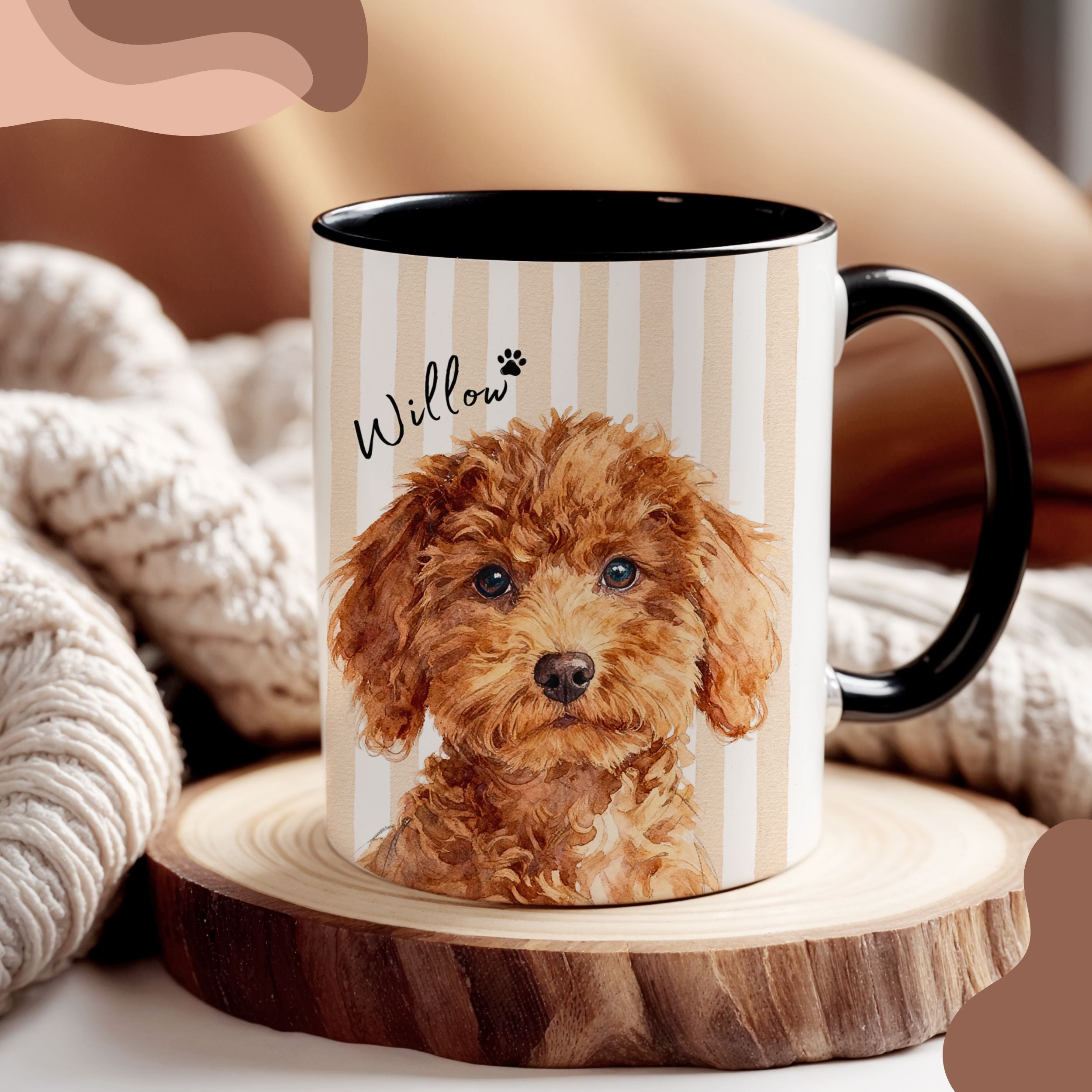 Custom Pet Watercolor Stripe Mug - Pet Photo + Name