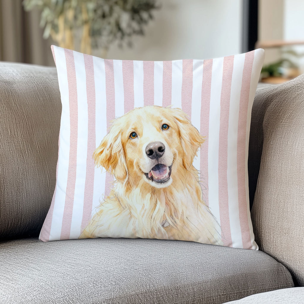 Custom Pet Striped Pillow - Pet Photo + Name