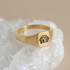 Custom Pet Square Signet Engraved Ring - Pet Face
