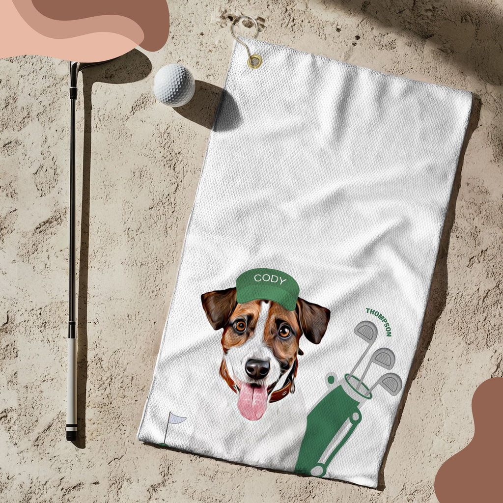 Custom Pet Golf Towel - Pet Photo + Name