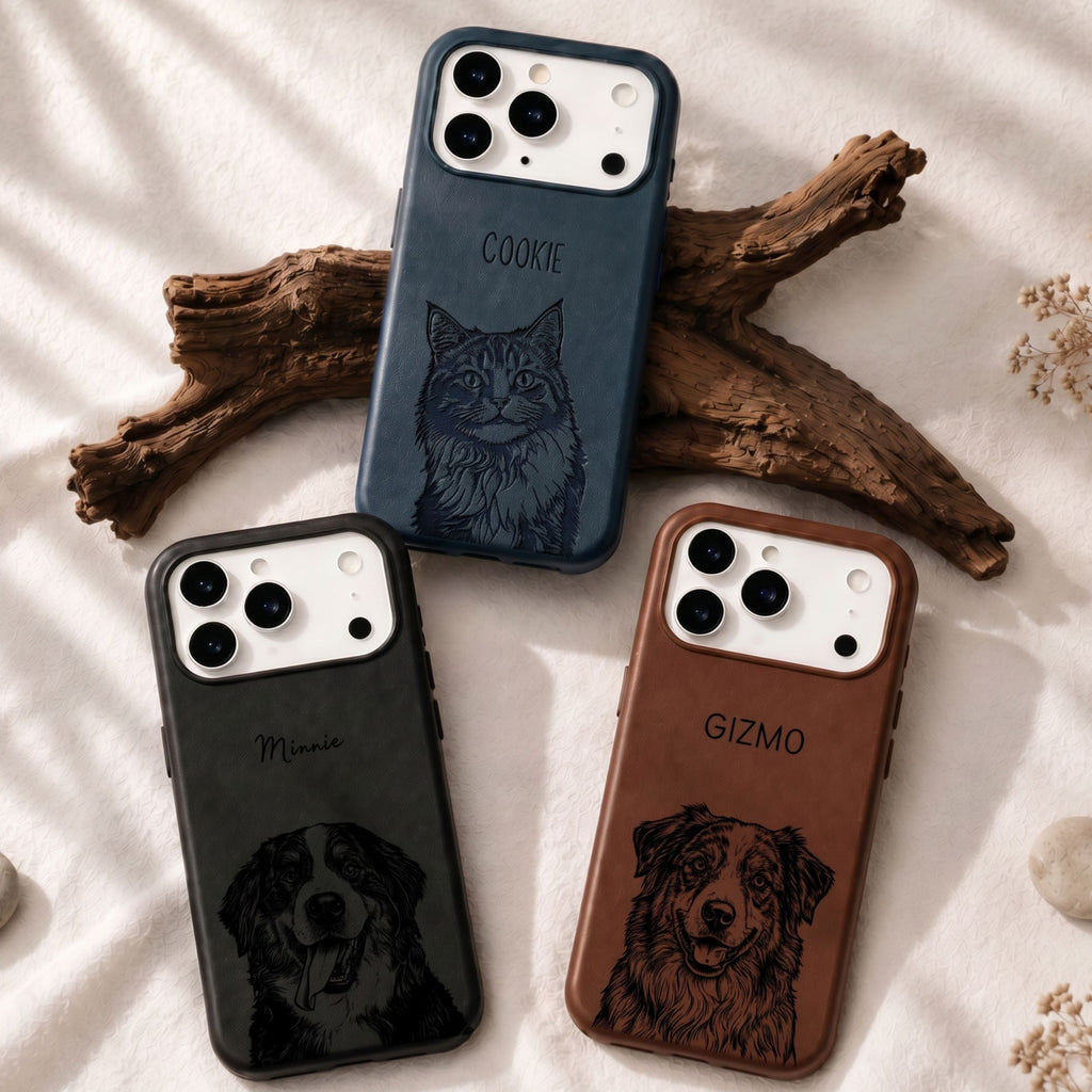 Custom Pet Photo Engraved Phone Case  - Pet Photo + Name