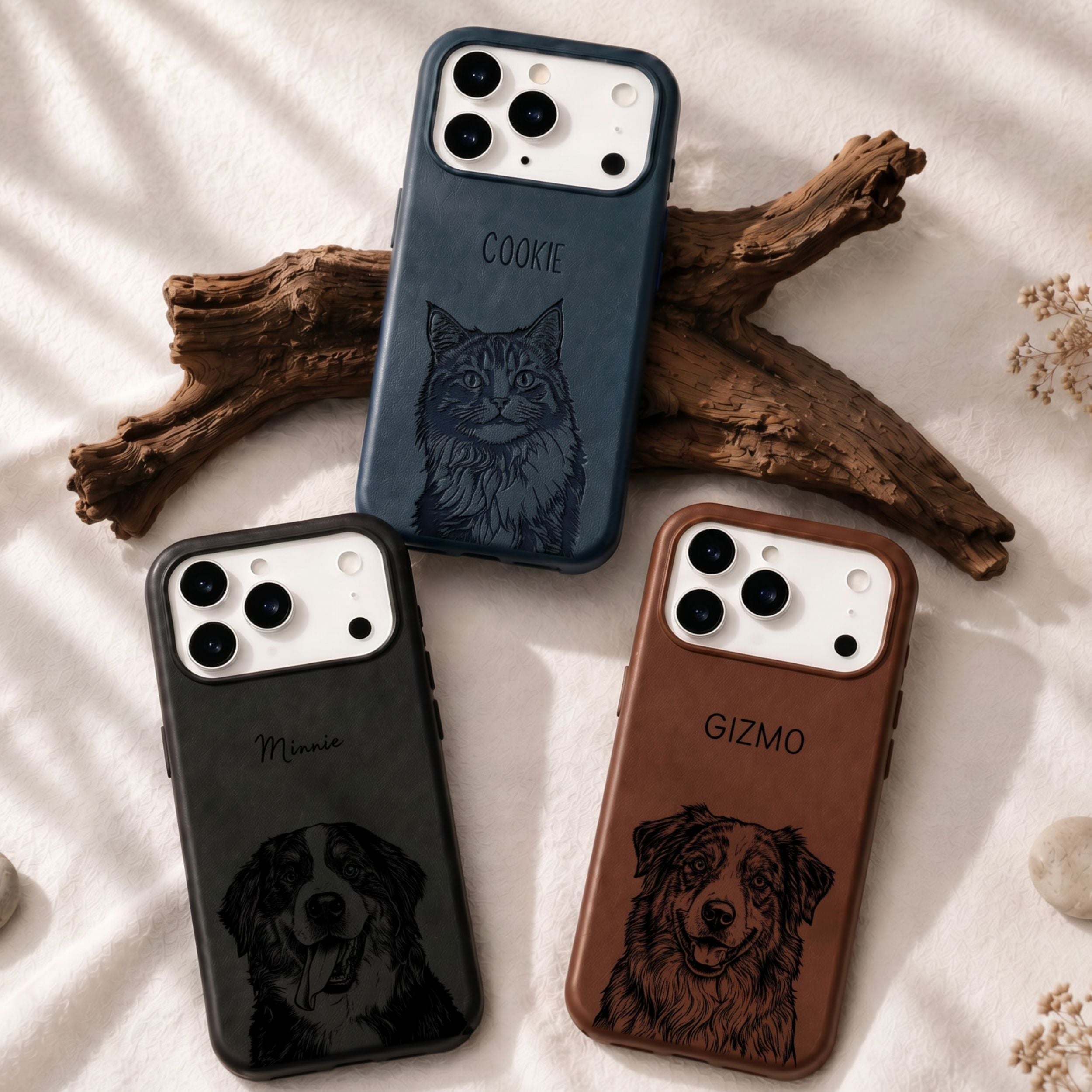 Custom Pet Photo Engraved Phone Case  - Pet Photo + Name