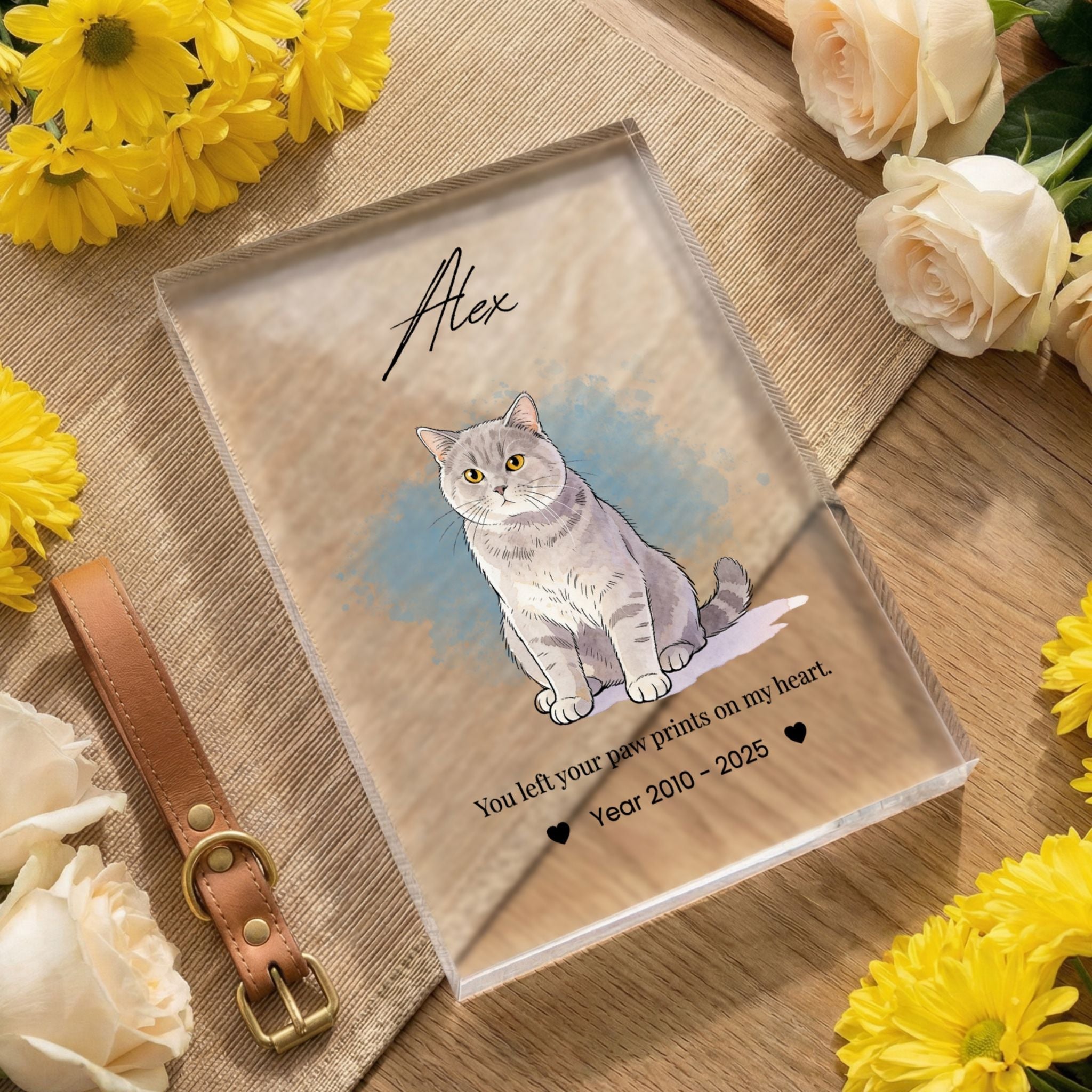 Custom Pet Memorial Acrylic Photo Block - Pet Photo + Name