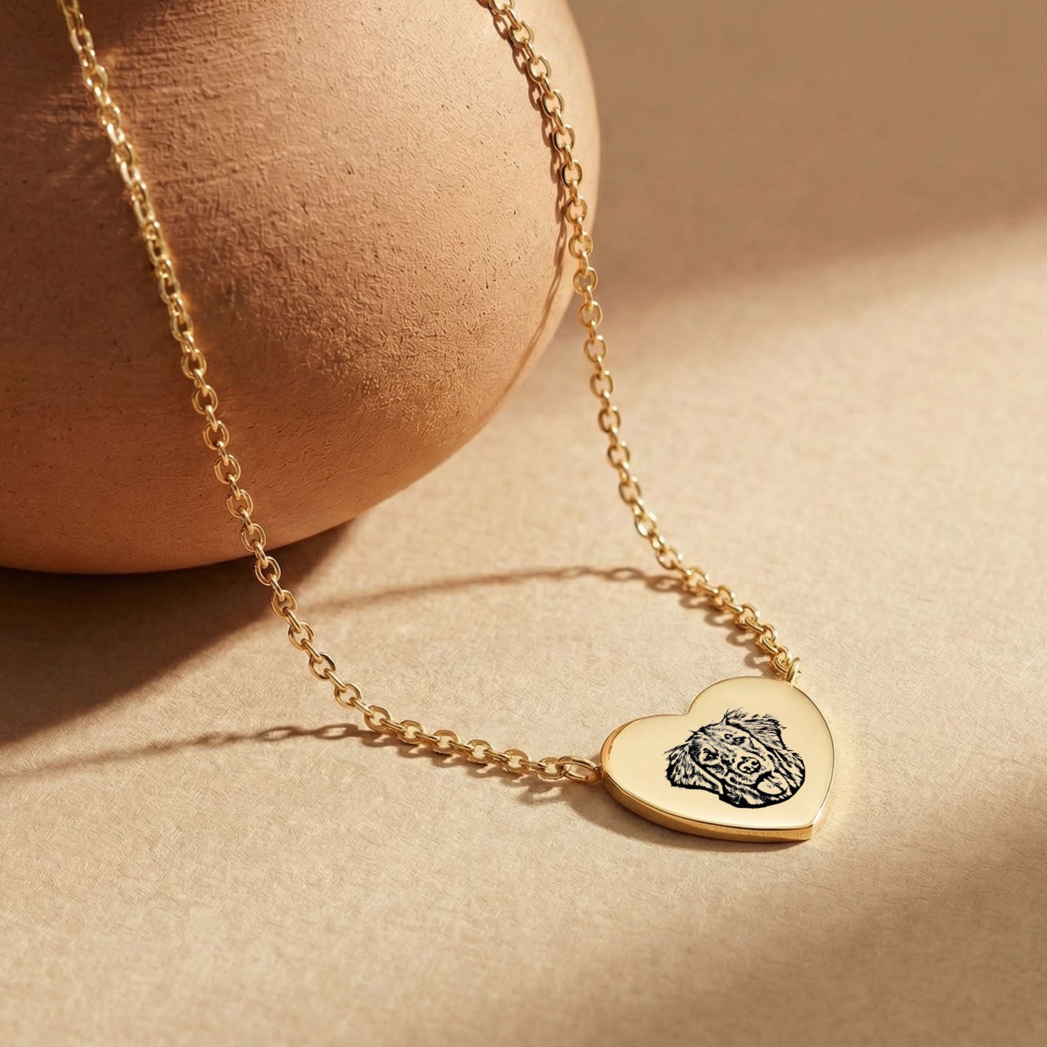 Custom Pet Heart Engraved Necklace - Pet Face