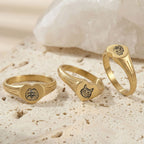 Custom Pet Heart Signet Engraved Ring - Pet Face