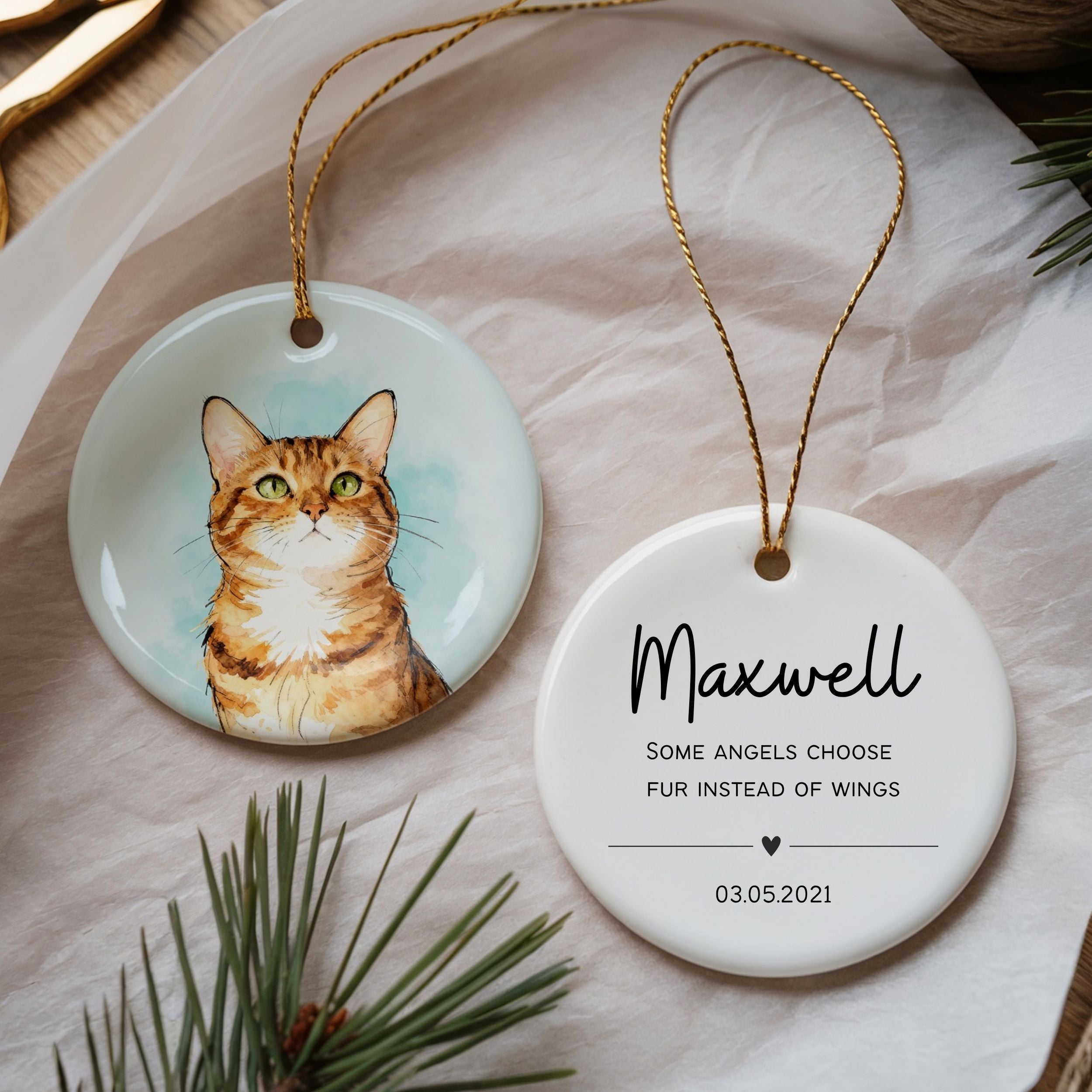 Custom Color Splash Memorial Pet Ornament - Pet Photo + Name