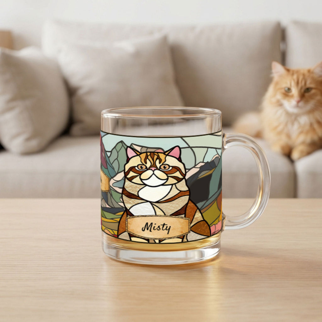 Custom Stained Glass Dog Mug Using Photo + Name