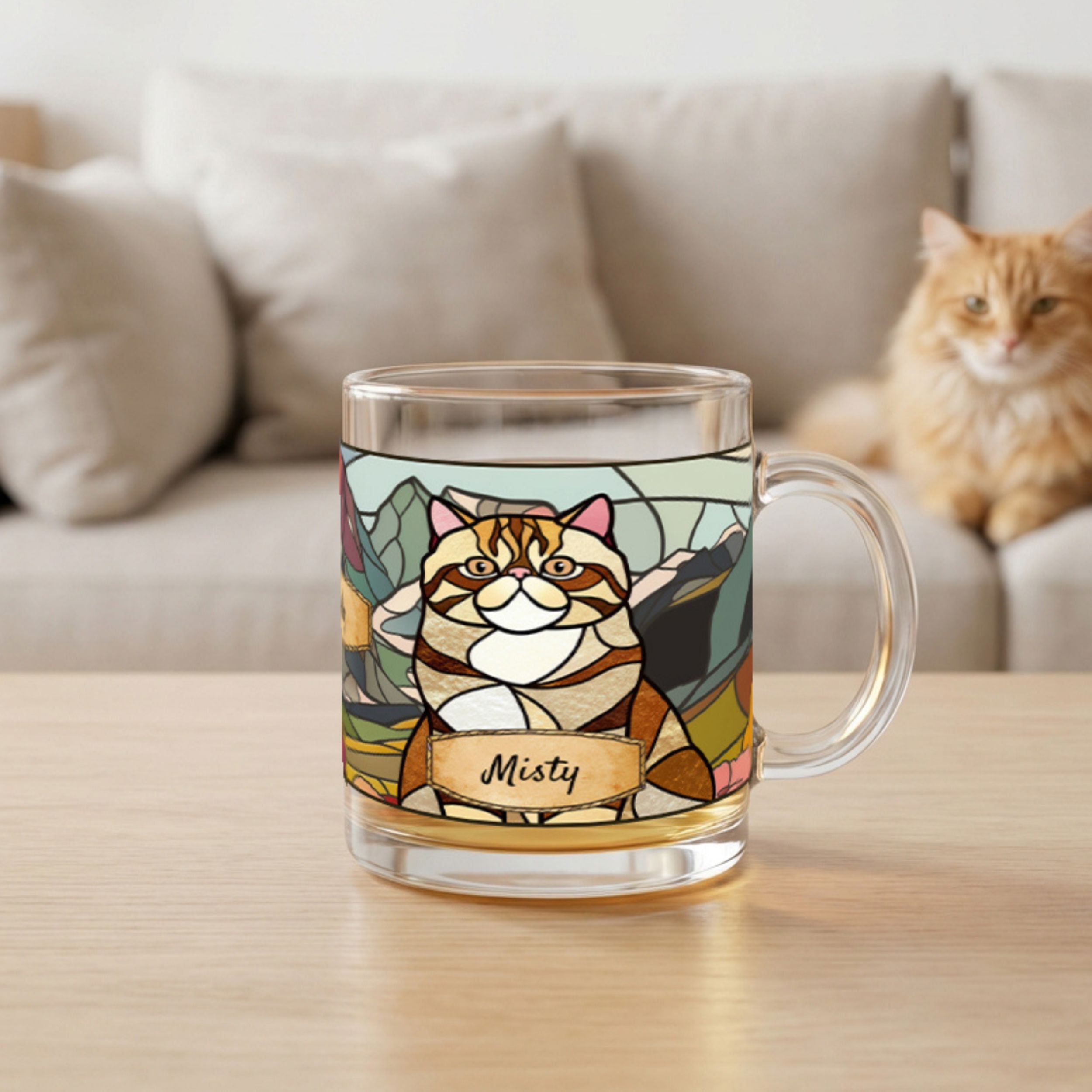 Custom Stained Glass Dog Mug Using Photo + Name