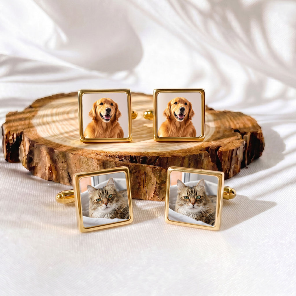 Custom Pet Photo Cufflinks Using Photo - Pet Face