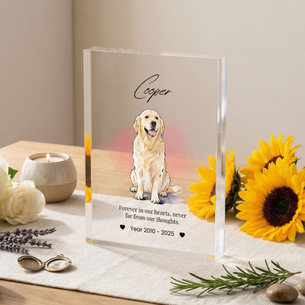 Custom Pet Memorial Acrylic Photo Block - Pet Photo + Name