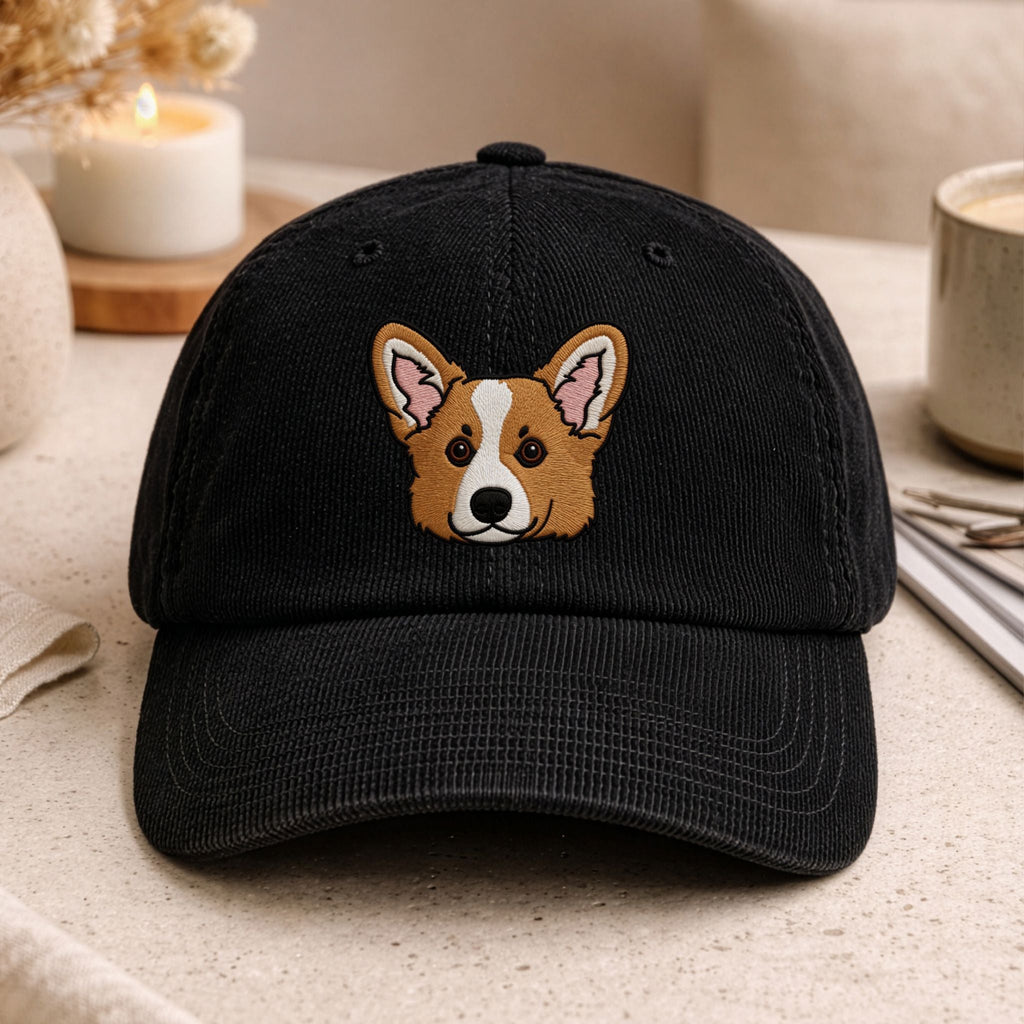 Custom Embroidered Pet Cordoroy Hat  - Pet Photo + Name