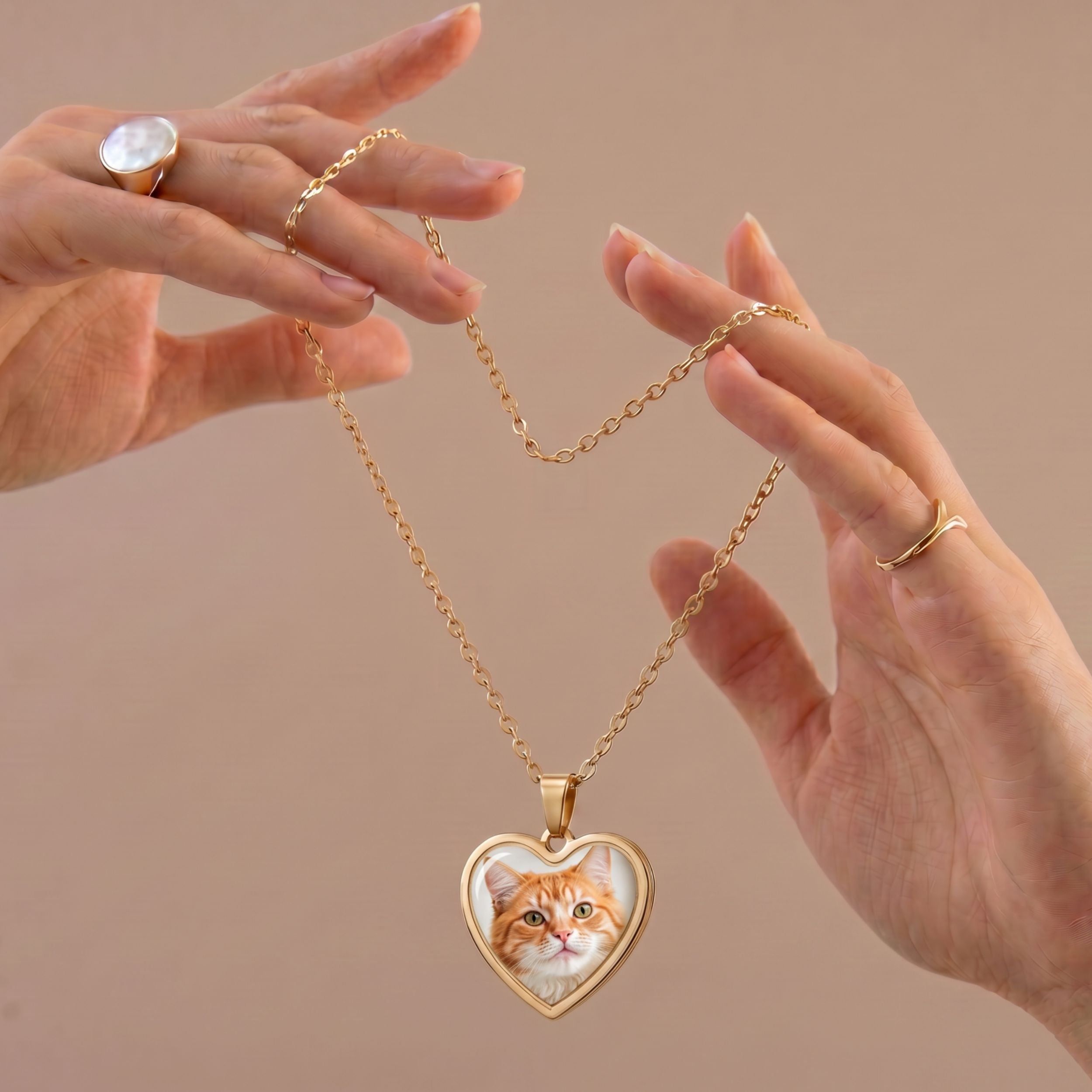 Custom Pet Photo Heart Necklace - Pet Face