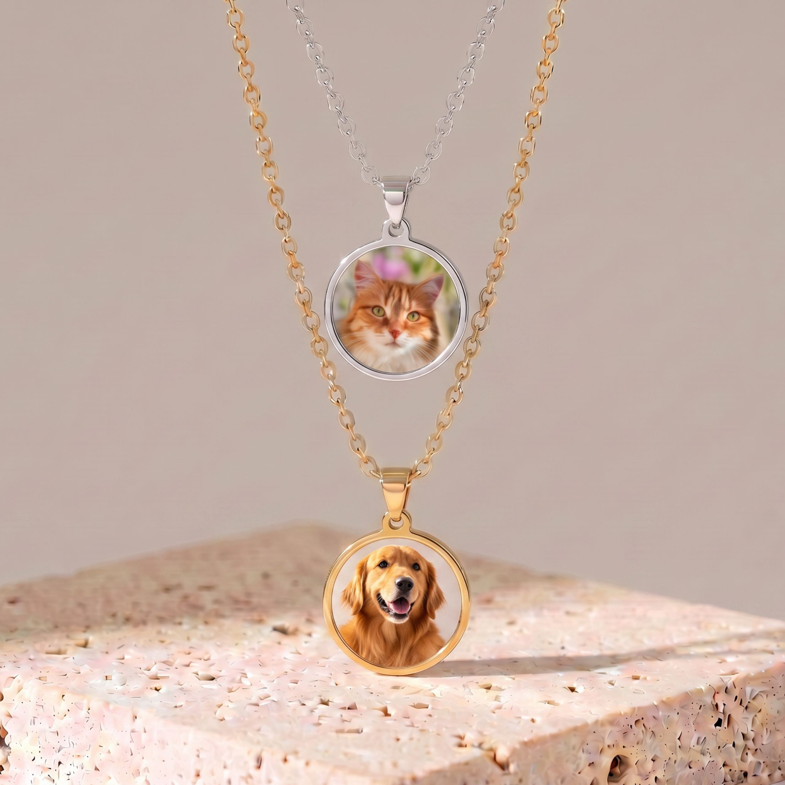 Custom Round Pet Necklace Using Photo - Pet Face