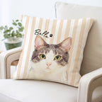 Custom Pet Striped Pillow - Pet Photo + Name