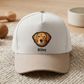 Custom Embroidered Pet Two-Tone 5 Panel Cap Using Pet Photo + Name