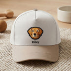 Custom Embroidered Pet Two-Tone 5 Panel Cap Using Pet Photo + Name