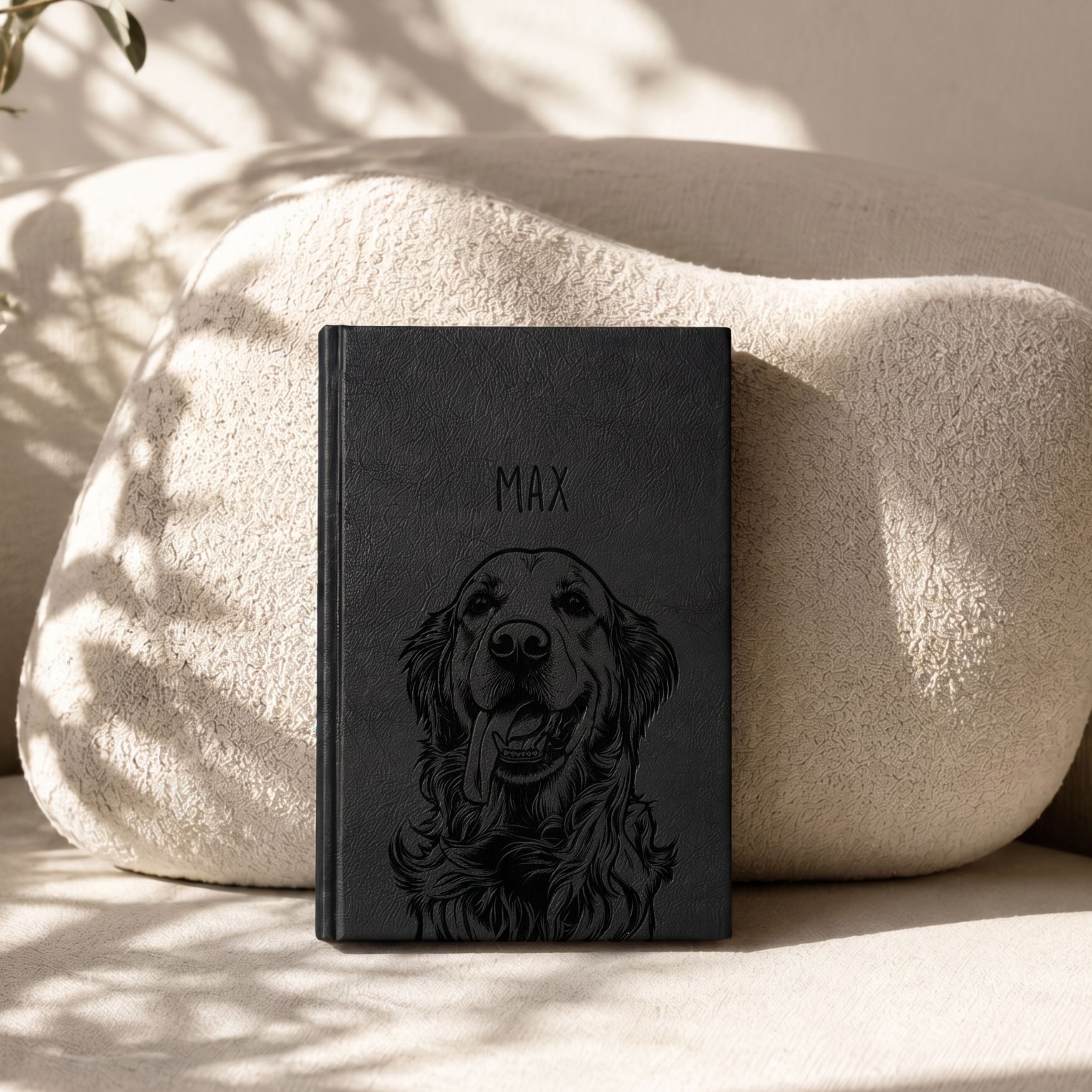 Custom Pet Engraved Vegan Leather Journal with Pet Photo + Name