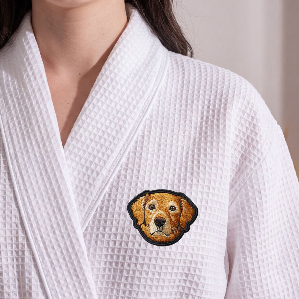 Custom Pet Photo Embroidered Waffle Robe - Pet Photo + Name