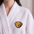 Custom Pet Photo Embroidered Waffle Robe - Pet Photo + Name