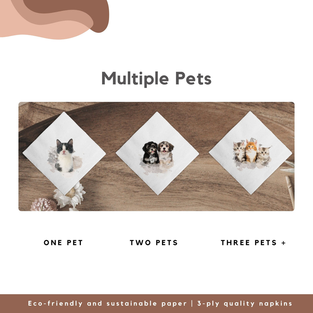 Custom Watercolor Pet Cocktail Napkins - Pet Photo + Name