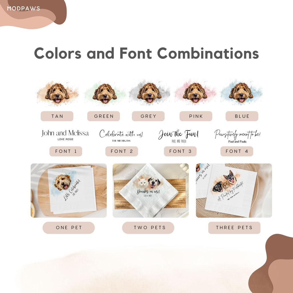 Custom Pet Cocktail Napkins - Pet Photo + Name