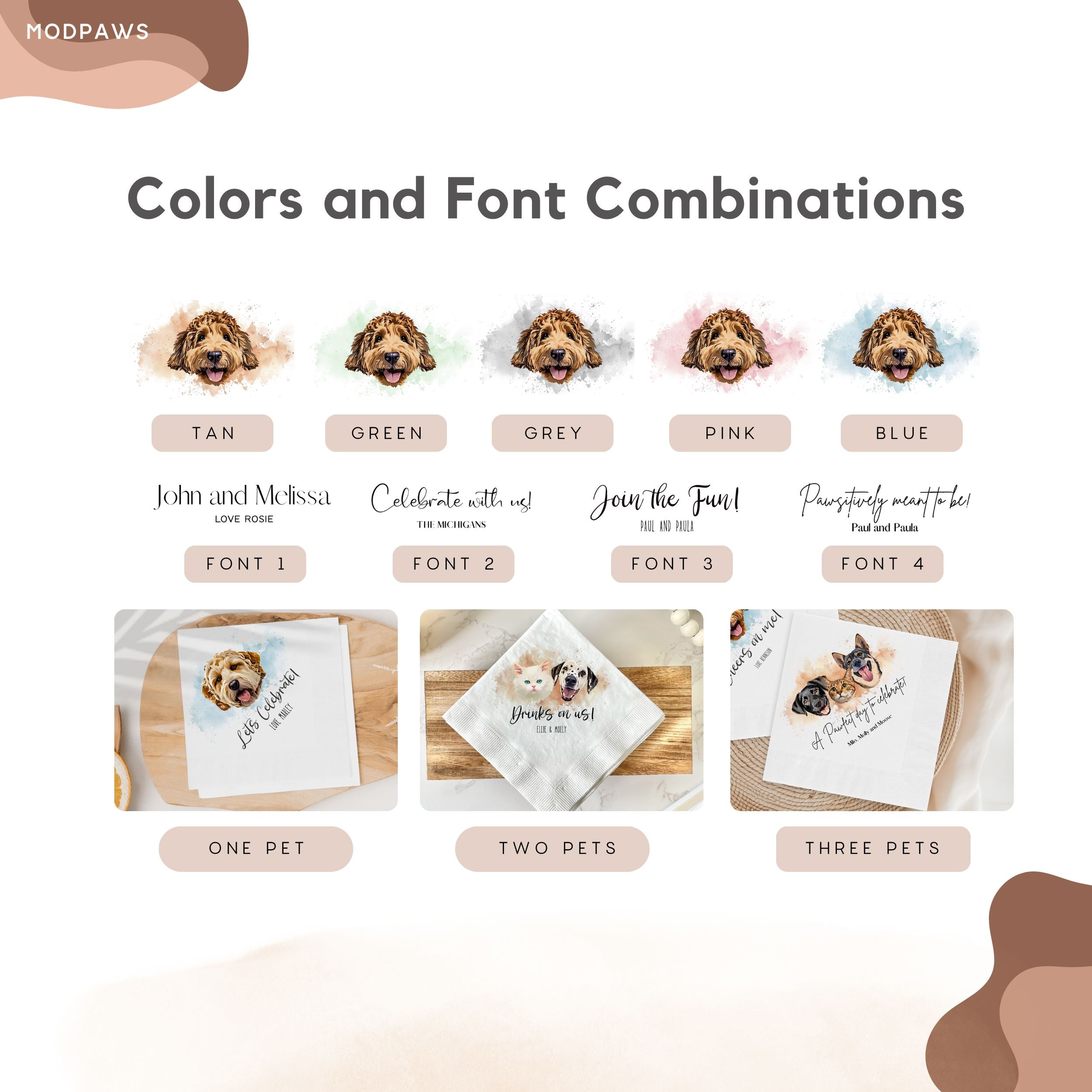Custom Pet Cocktail Napkins - Pet Photo + Name
