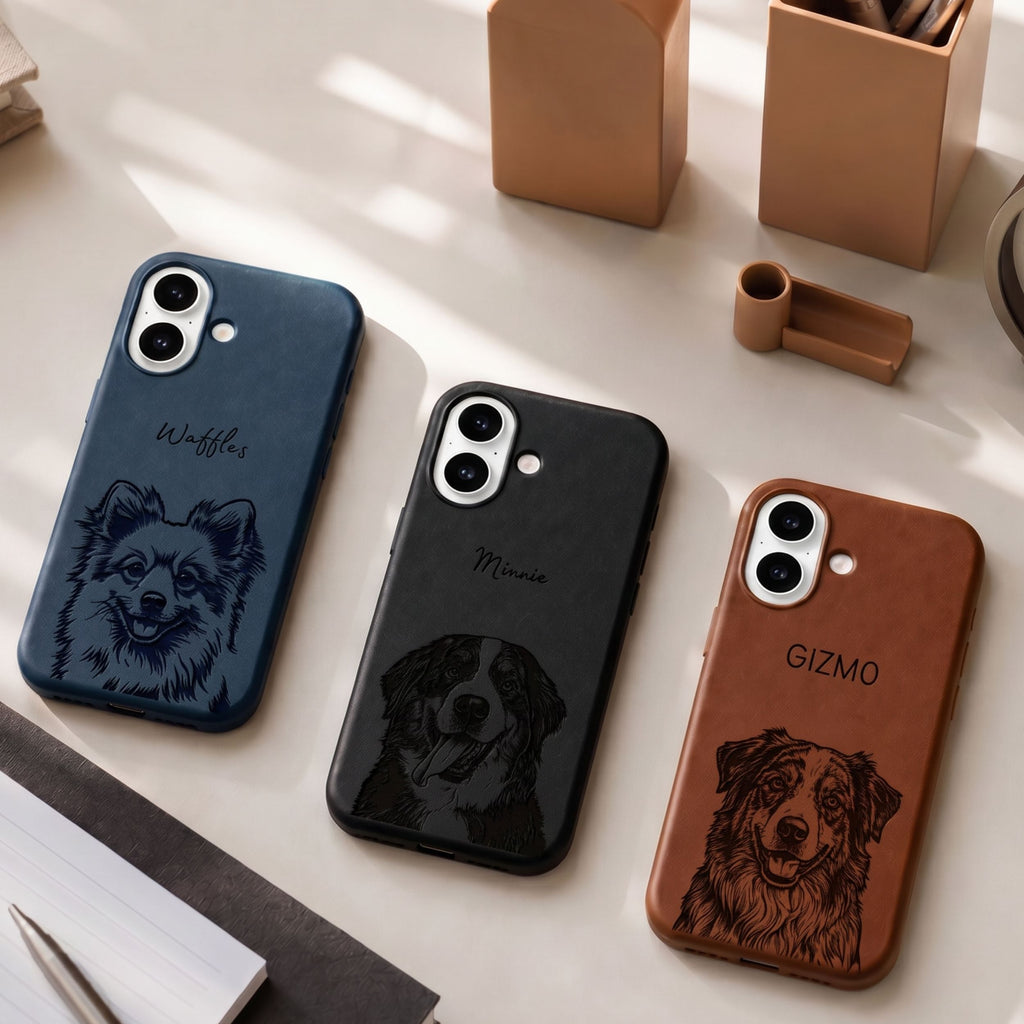 Custom Pet Photo Engraved Phone Case  - Pet Photo + Name