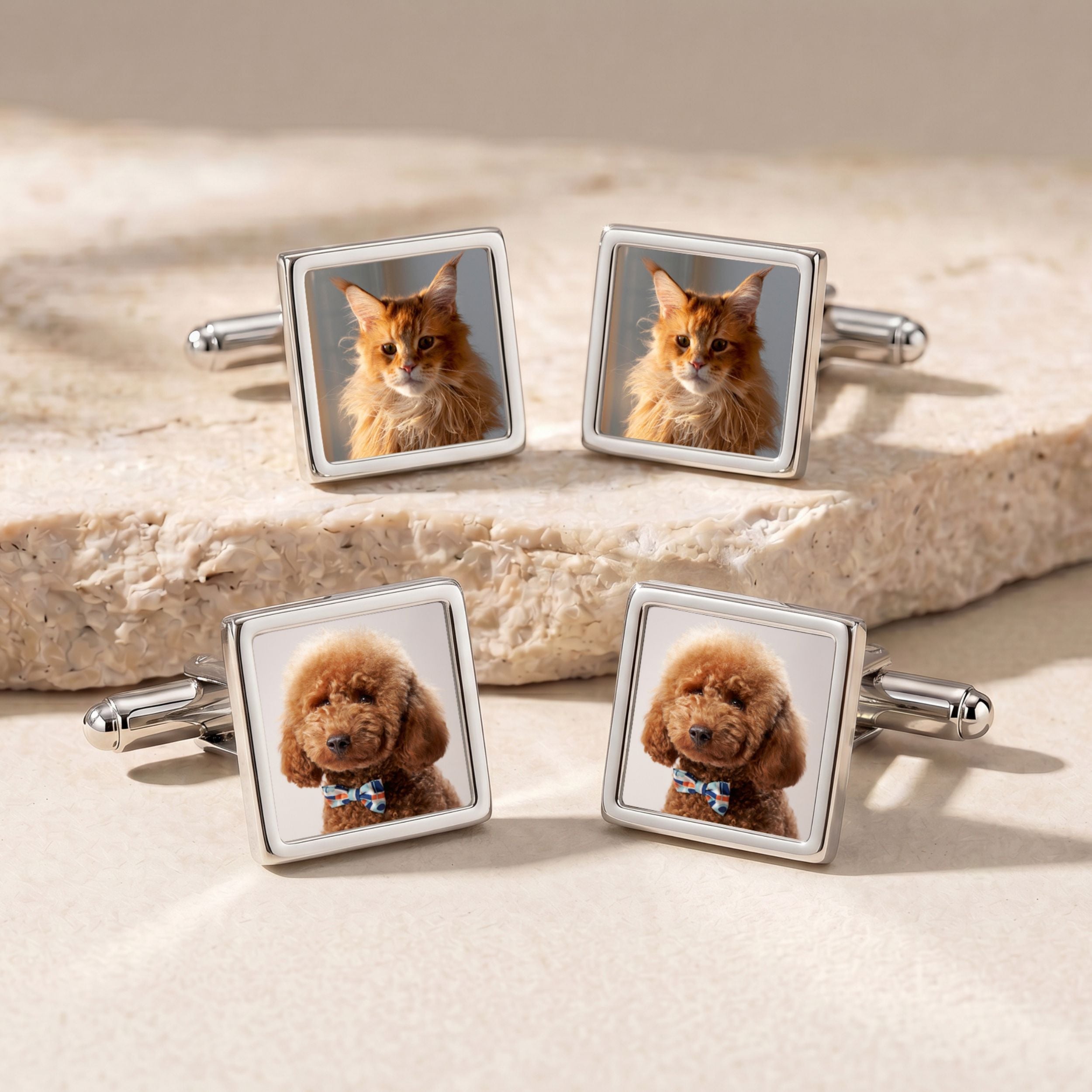 Custom Pet Photo Cufflinks Using Photo - Pet Face