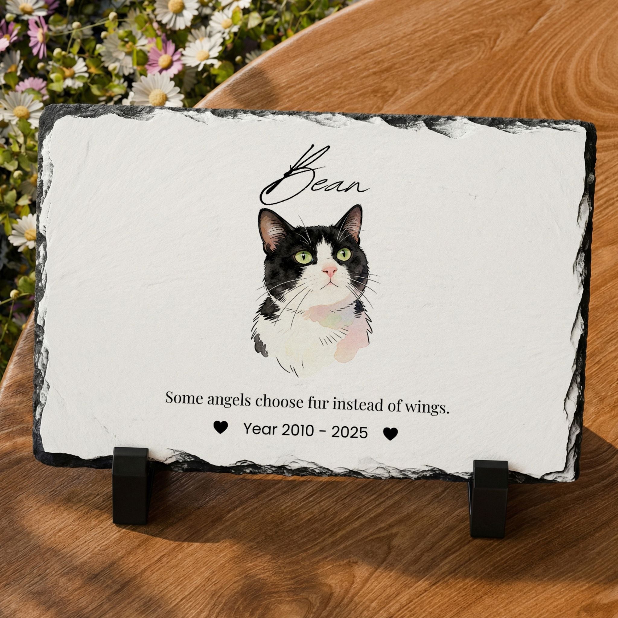 Custom Pet Memorial Slate Plaque Stone - Pet Photo + Name