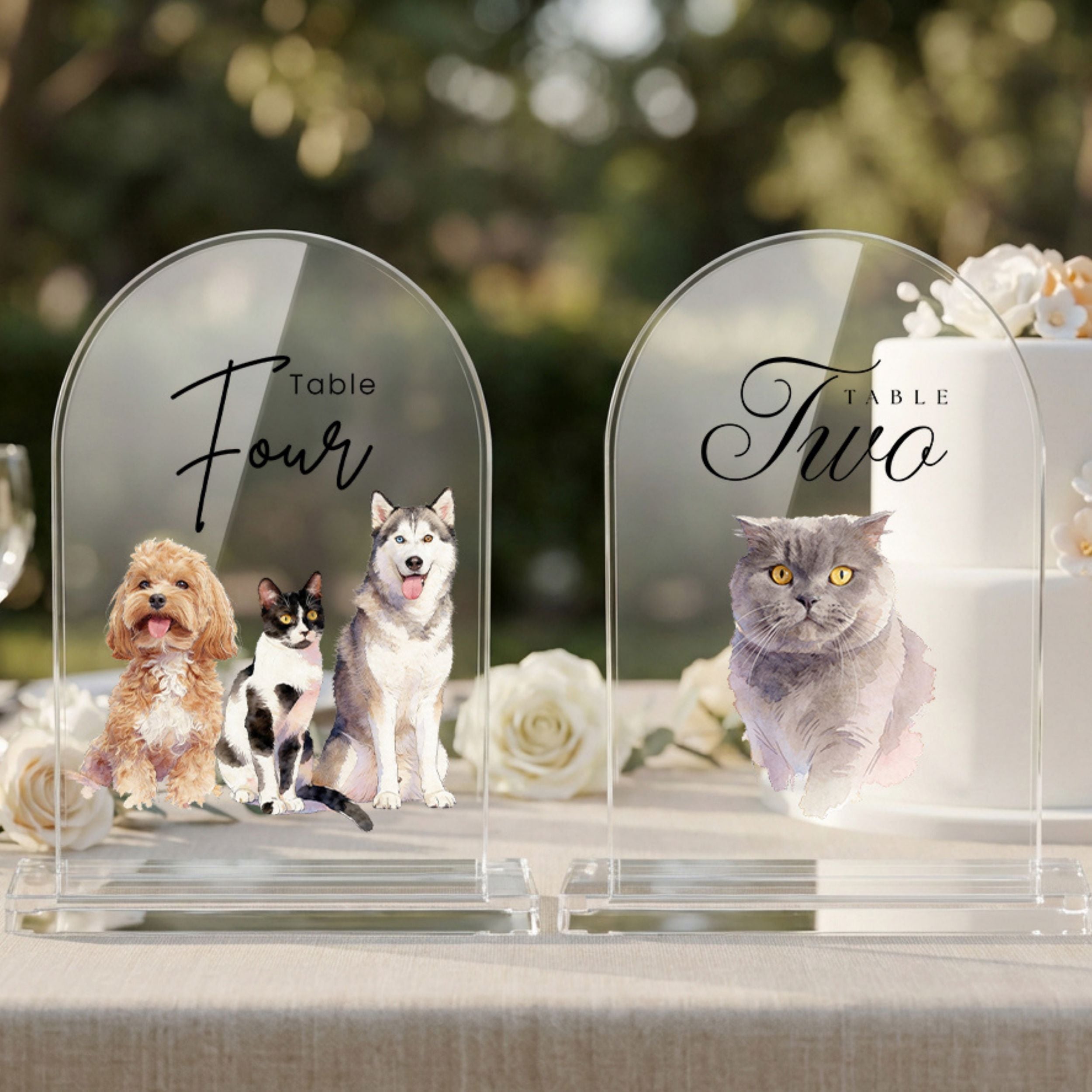 Custom Pet Acrylic Wedding Table Number Sign Using Pet Photo
