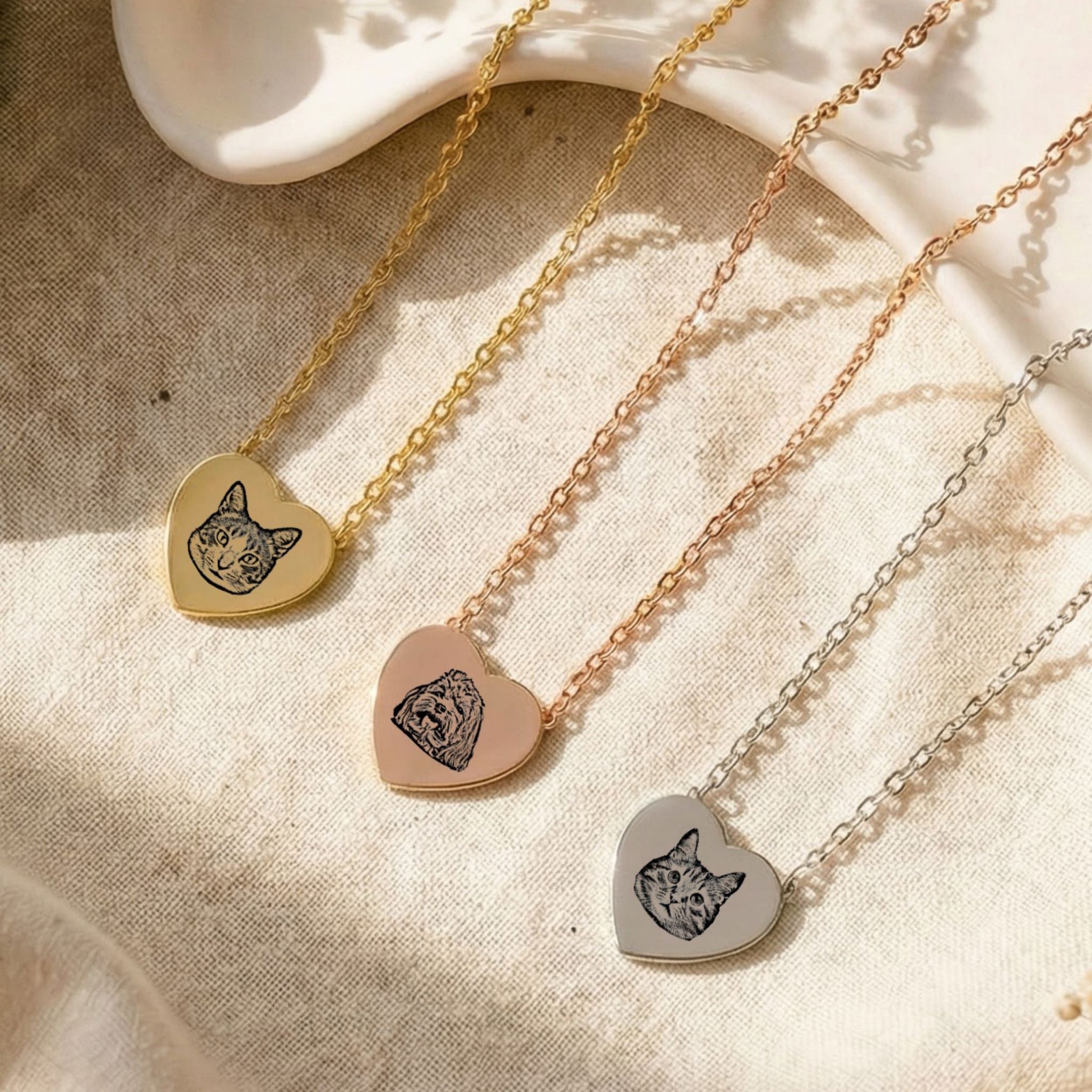 Custom Pet Heart Engraved Necklace - Pet Face