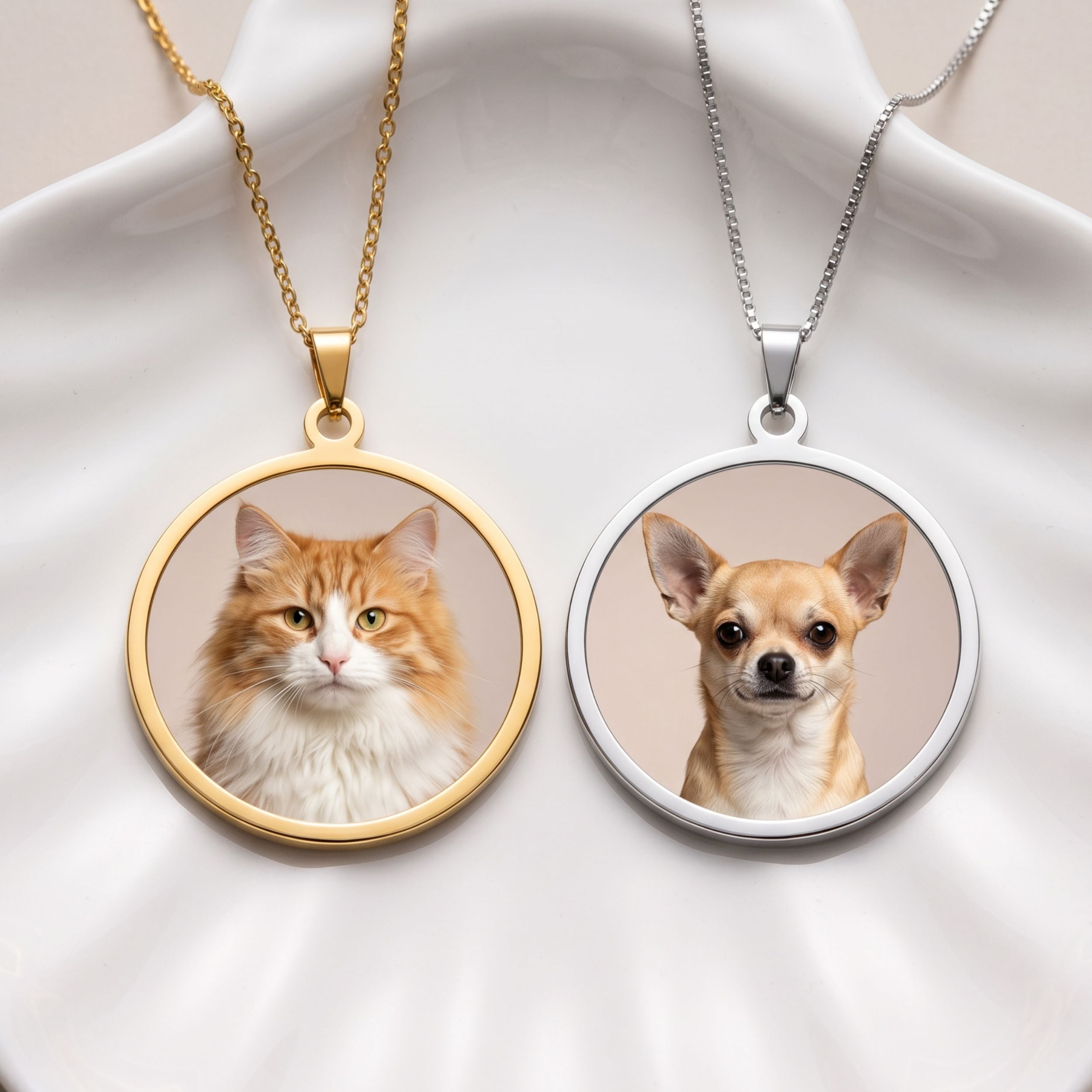 Custom Round Pet Necklace Using Photo - Pet Face